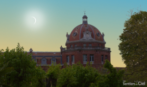 Représentation de l’éclipse de Soleil du 12 août 2026 au dessus du Familistère de Guise dans l’Aisne.